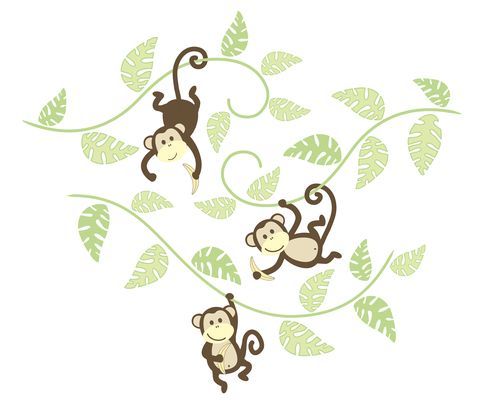 ערכת מדבקות קיר "Monkeying Around", Houzz בריטניה