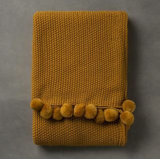 Beverly Ochre Knit Pom Pom Throw